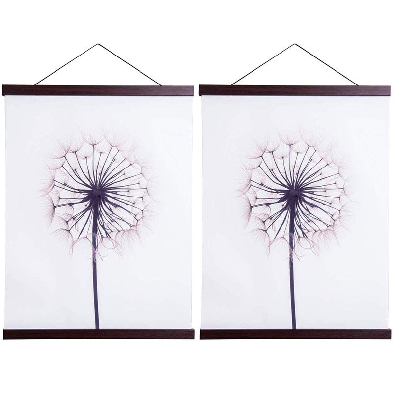 Artmag 2 Pack Magnetic Poster Hanger Frame, 24x36 24x32 24x18 Light Wood Wooden Magnet Canvas Artwork Print Dowel Poster Hangers Frames Hanging Kit (Walnut, 24", 2 Packs) - Image 1
